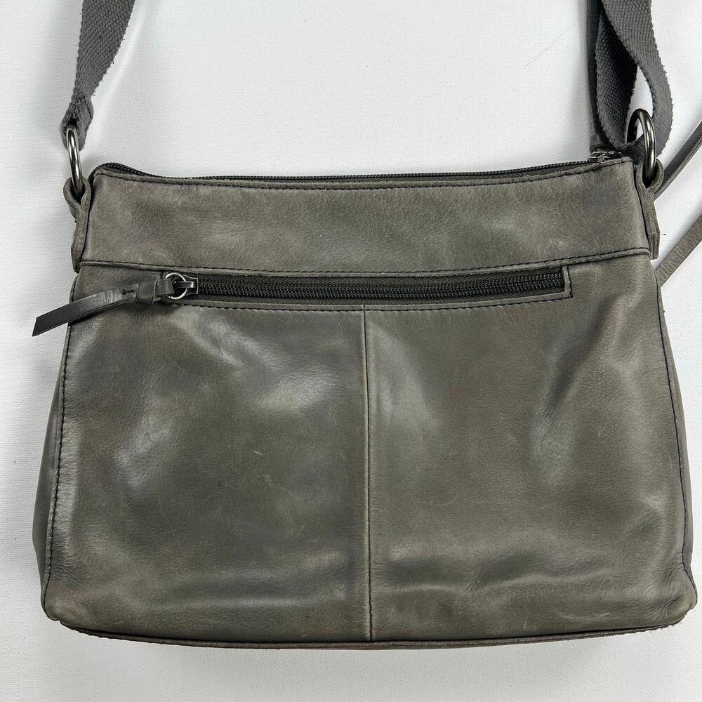 The Sak Reseda Gray Leather Bohemian Crossbody Bag Purse Embossed Floral - Picture 4 of 16